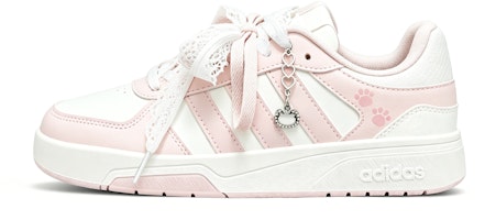 (Women) Custom adidas COURTBEAT Pink White Sneakers | Cute Lace Cat Charm, Non-Slip. KI6785 (Team2828-Lace Cat Paws) (Women) Custom adidas COURTBEAT Pink White Sneakers | Cute Lace Cat Charm, Non-Slip. KI6785 (Team2828-Lace Cat Paws)