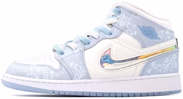 (Women) Custom Air Jordan 1 Mid SE Frozen Floral Mismatched Retro Shoes Blue FQ9117-400 (Team172 - Frozen Floral A Design) (Women) Custom Air Jordan 1 Mid SE Frozen Floral Mismatched Retro Shoes Blue FQ9117-400 (Team172 - Frozen Floral A Design)