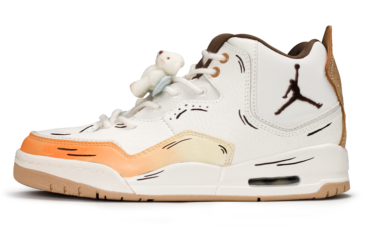 (Women) Custom Jordan Courtside 23 Hand-Painted Cute Bear Graffiti High-Top Retro GS Orange White. FQ6861-121 (Team41-Cute Bear)