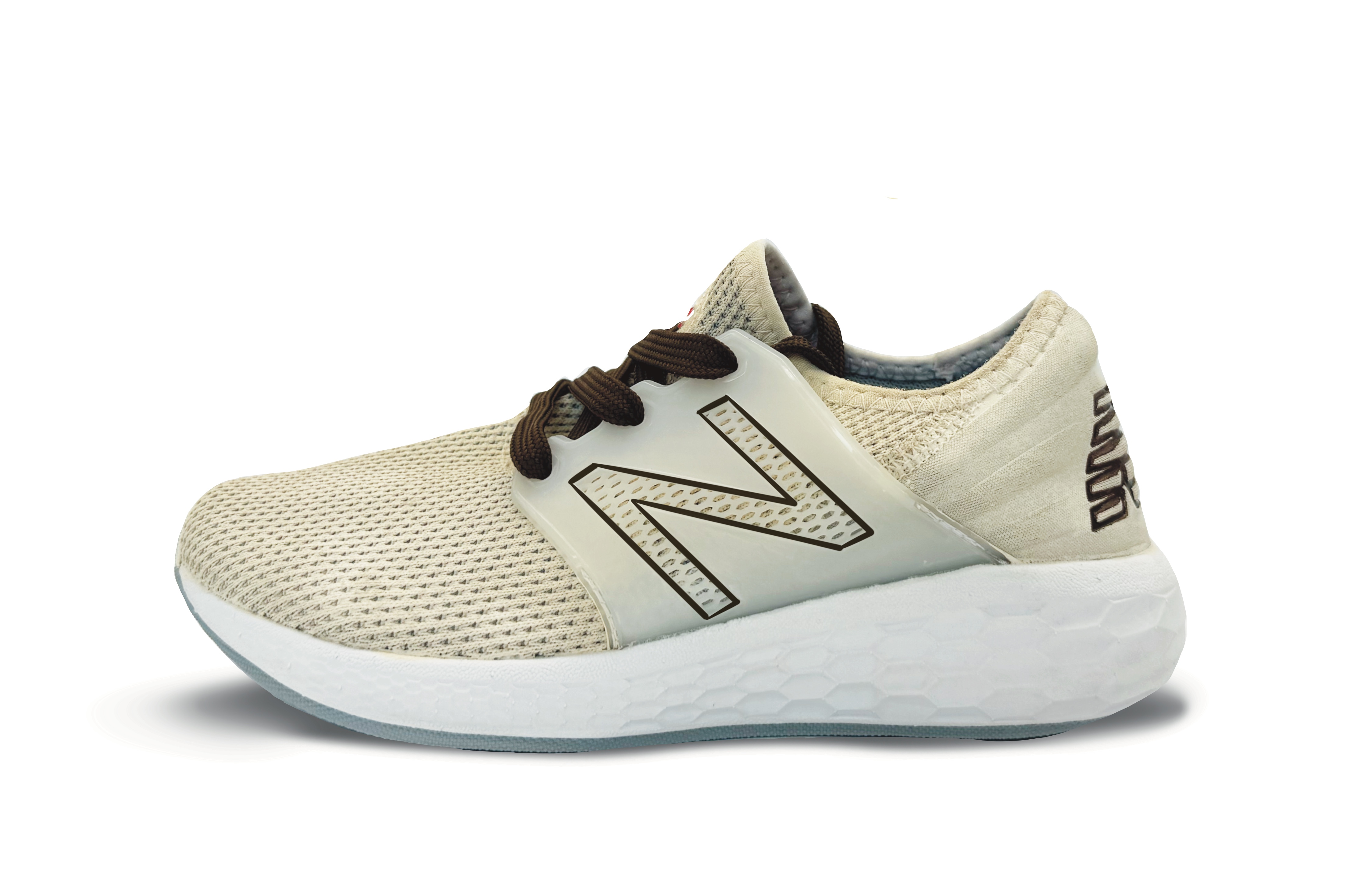 (Women) Custom New Balance Fresh Foam Cruz v2 Running Shoes Beige Brown. WCRUZRW2 (Team301 - Shard's Edge)