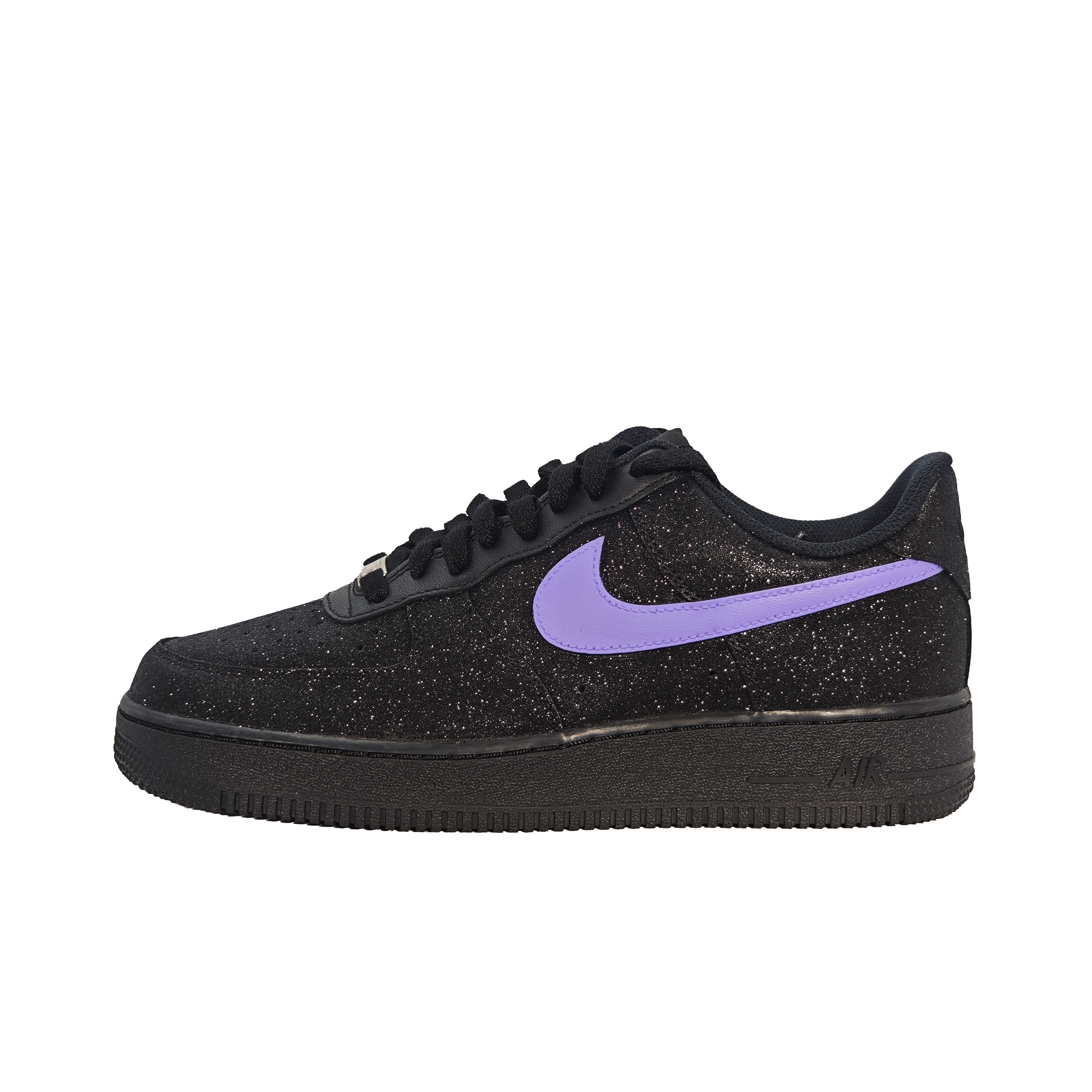 (Women) Custom Nike Air Force 1 Black Purple Rhinestone Low-Top Sneakers Women Retro Stylish DD8959-001 (Team133 - Purple Sky Star Women's Edition)