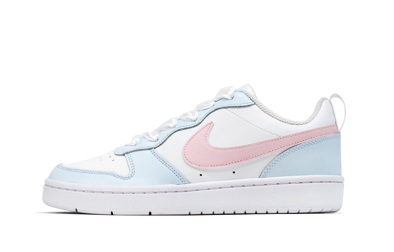 (Women) Custom Nike Court Borough Low GS Pink Blue Gradient Leather Casual Sneakers BQ5448-100 (Team140 - Girl’s Dream)
