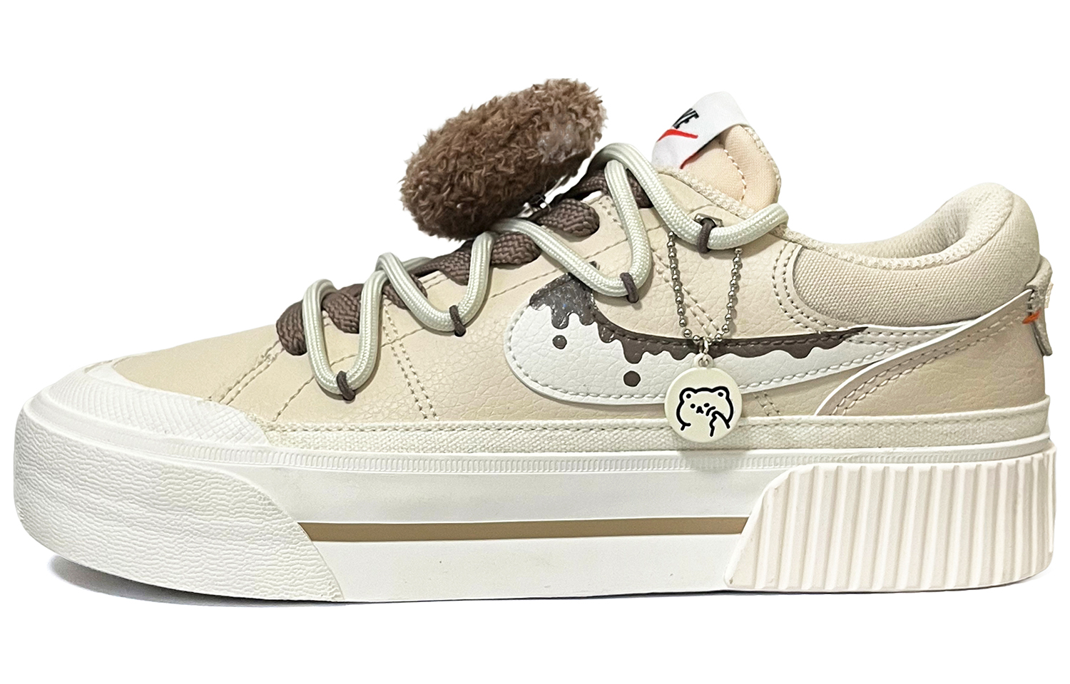 (Women) Custom Nike Court Legacy Lift White Lover Chocolate Slip-Resistant Low-Top Shoes. DM7590-200 (Team200 - Chocolate Melting Cookies)