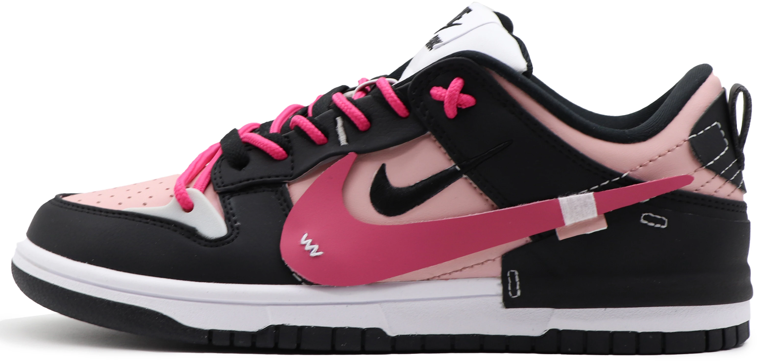 women-custom-nike-dunk-disrupt-2-blackpink-black-panda-low-top-sneakers-dv-4024-002-team57-women-s-strawberry-edition