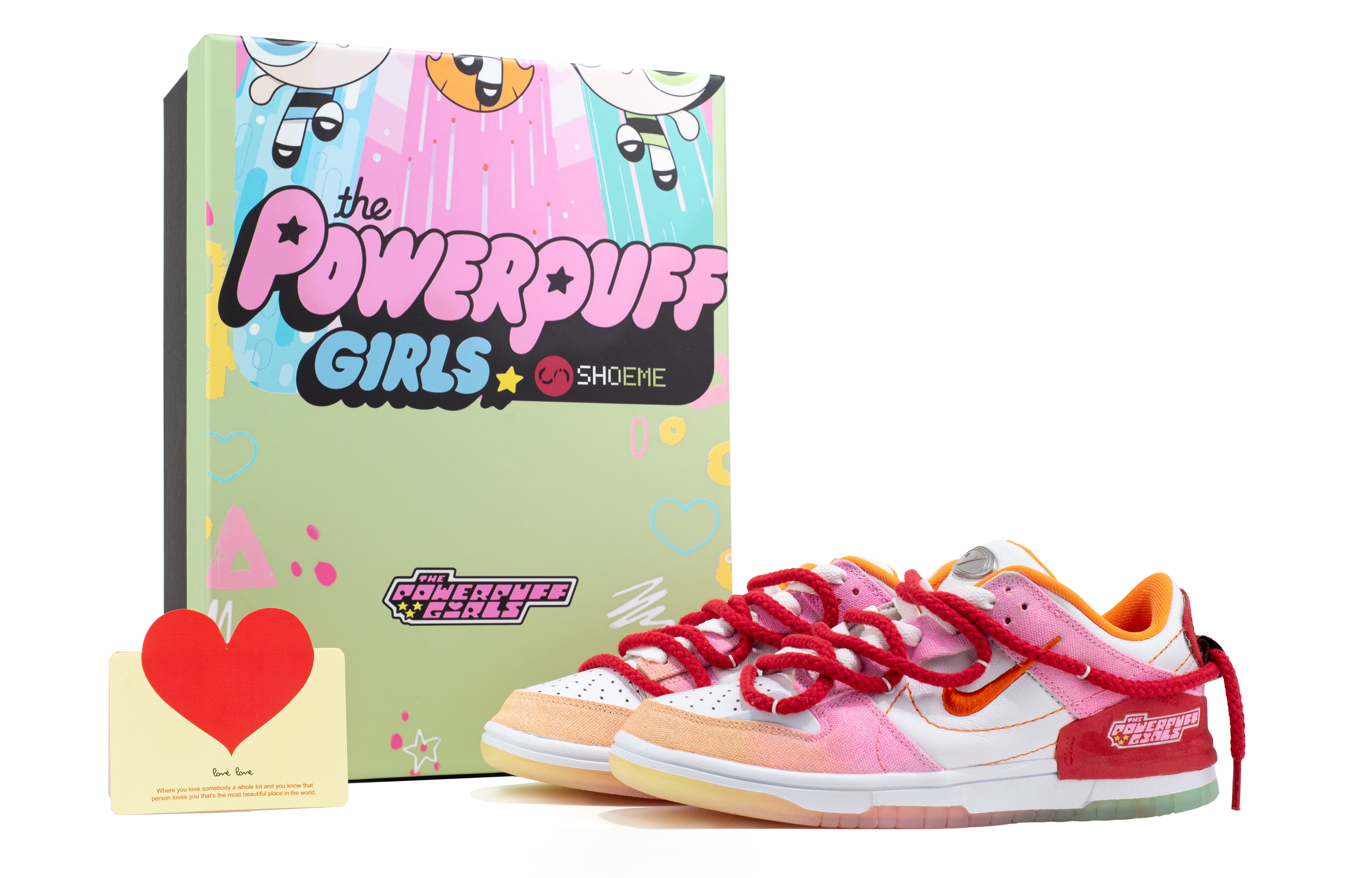 (Women) Custom Nike Dunk Disrupt 2 Powerpuff Girls Pink Orange Sneakers. FJ7745-181 (Team 7 - Women's Blossom Police Girl SBOX)