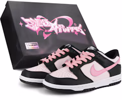 (Women) Custom Nike Dunk Low Black Pink Sakura Vintage Retro Casual Sneakers CW1590-100 (Team17 - Misty Sakura S-BOX) (Women) Custom Nike Dunk Low Black Pink Sakura Vintage Retro Casual Sneakers CW1590-100 (Team17 - Misty Sakura S-BOX)