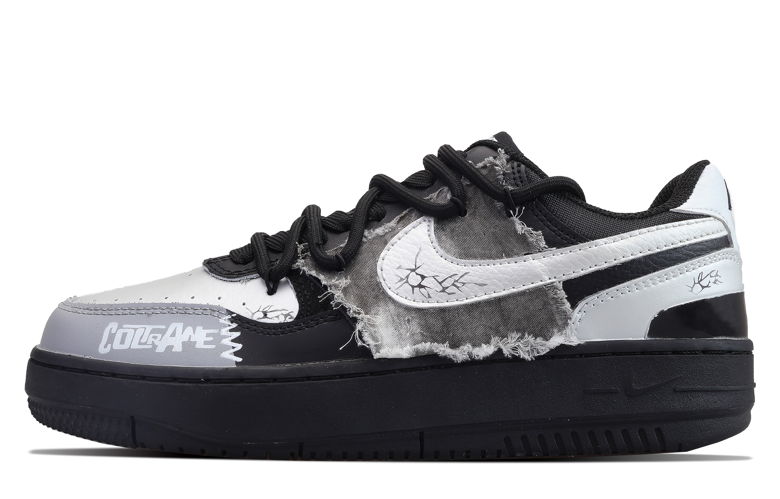(Women) Custom Nike Gamma Force Dragon Year Graffiti Leather Punk Low-Top Sneakers FQ6476-010 (Team53 Women's Midnight Letter).