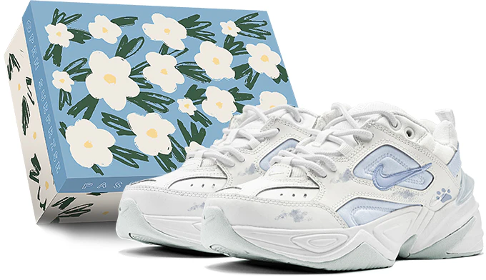 women-custom-nike-m2-k-tekno-white-blue-dad-shoes-back-to-school-casual-sneakers-ao-3108-100-team-s-blue-purple-graffiti-dad-shoes-for-women-box