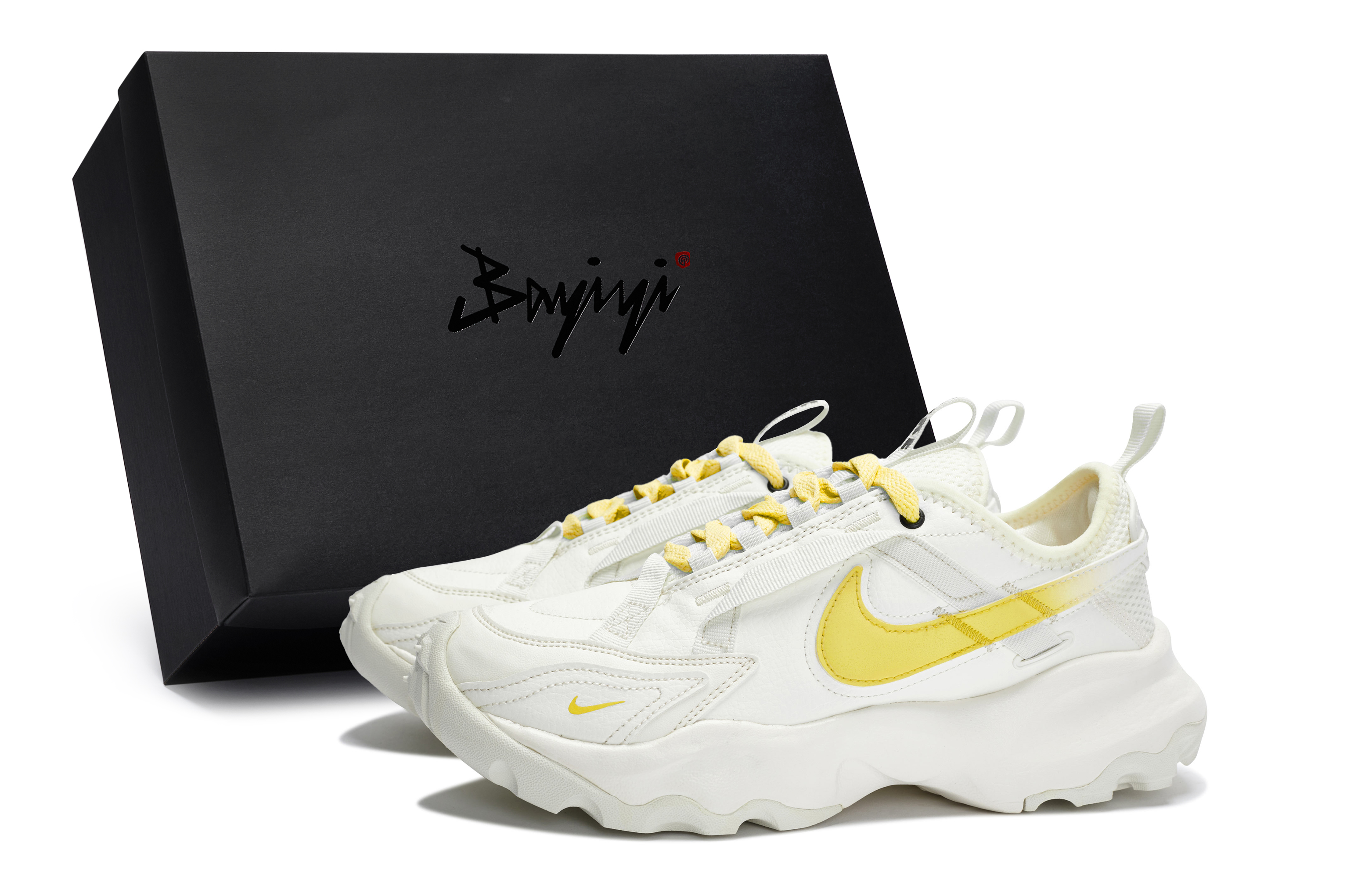 (Women) Custom Nike TC 7900 Mint Sponge Cake Low-Top Casual Sneakers White/Yellow DD9682-100 (Team80 Women's Mint Cake Yellow S-BOX)
