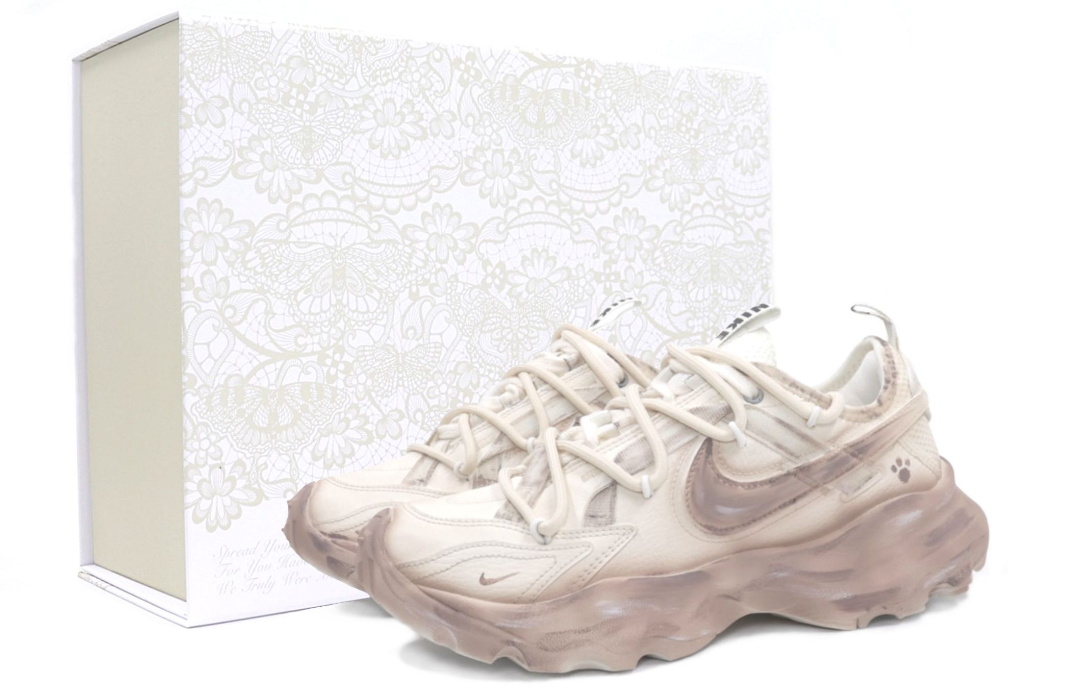 (Women) Custom Nike TC 7900 Sneakers Monet Sunrise Beige Casual Retro Shoes. DD9682-100 (Team25 - Monet Sunrise S-BOX)