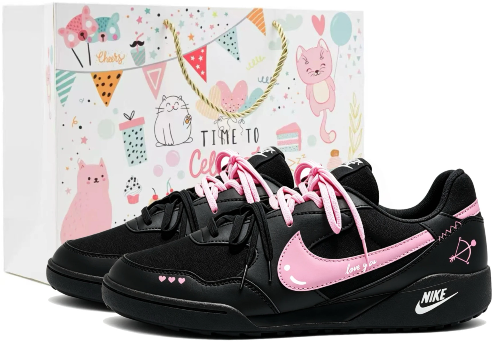 women-custom-nike-terra-manta-black-pink-retro-casual-low-sneakers-couples-style-hq-1940-001-team292-love-at-first-sight