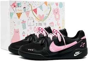 (Women) Custom Nike Terra Manta Black Pink Retro Casual Low Sneakers Couples Style HQ1940-001 (Team292 - Love at First Sight) (Women) Custom Nike Terra Manta Black Pink Retro Casual Low Sneakers Couples Style HQ1940-001 (Team292 - Love at First Sight)