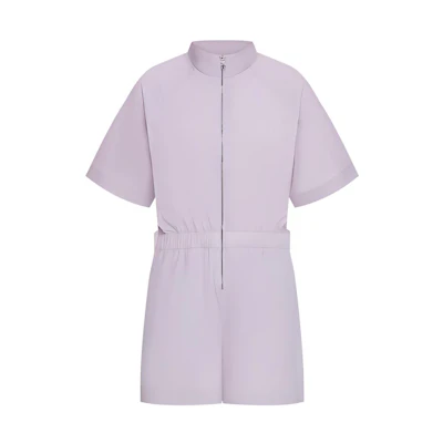 (Women) DESCENTE Studio Series Purple Woven Short-Sleeve Jumpsuit. D4232GWL26