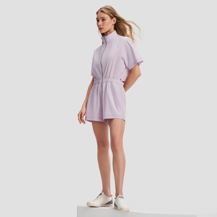 Details for (W) DESCENTE Studio Series Ungu Jumpsuit Lengan Pendek Tenunan. D4232GWL26