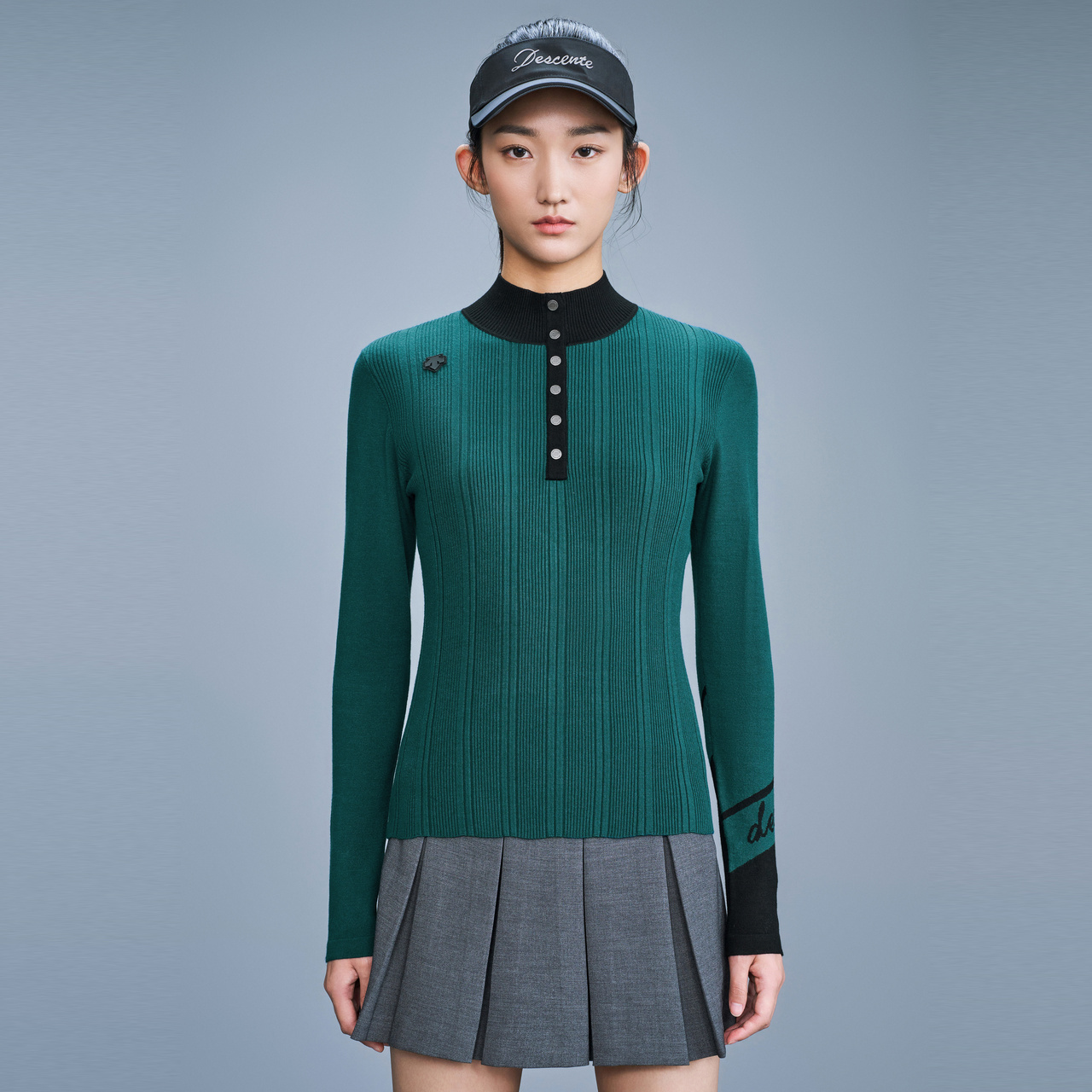 Shop (W) デサント フィールド FW23 ハイネック プルオーバー セーター グリーン G333WFKP91