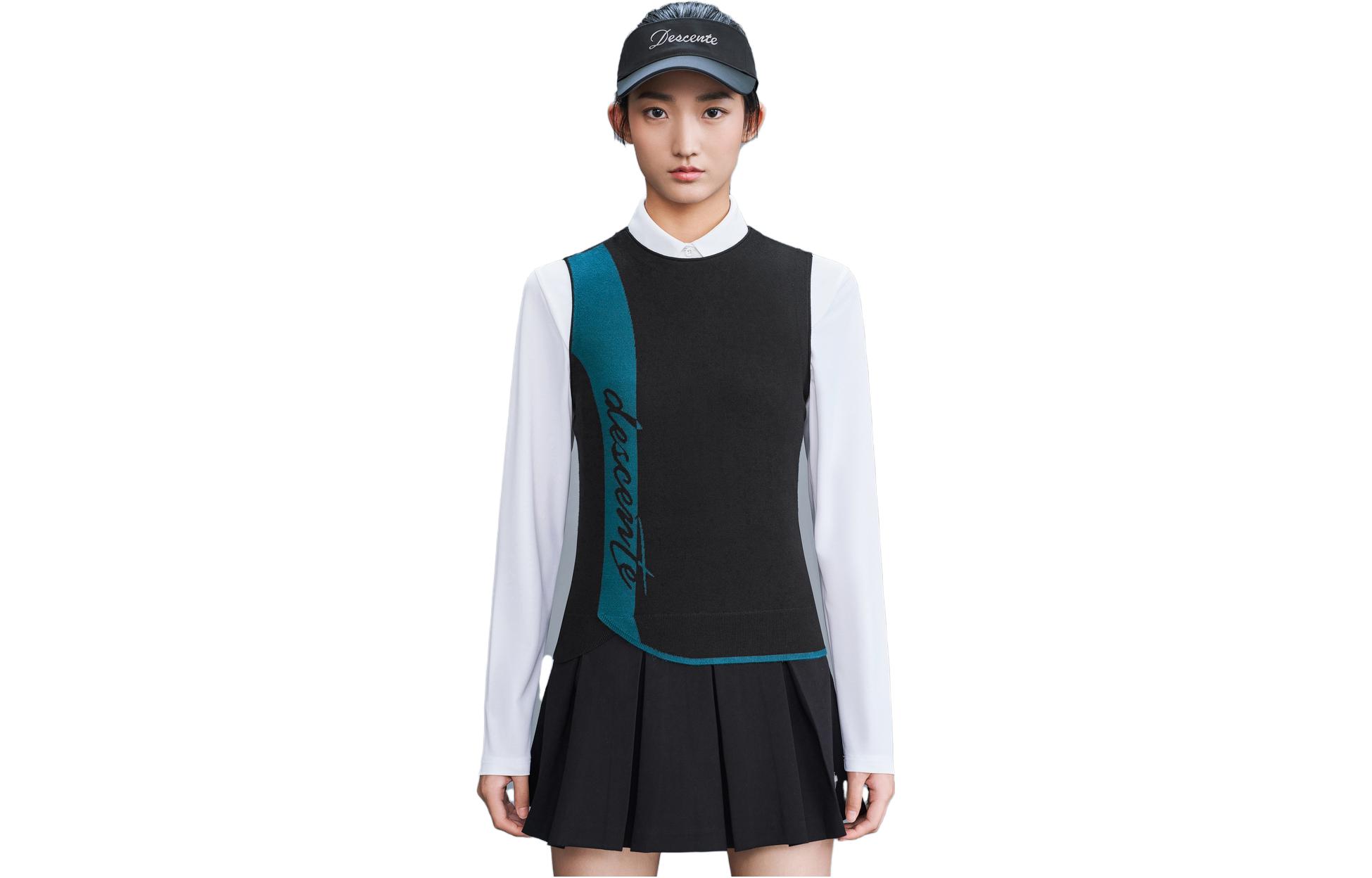 Purchase (W) DESCENTE FW23 FIELD Knit Vest Wanita - Gaya Pullover Warna Berblok. G333WFKV91
