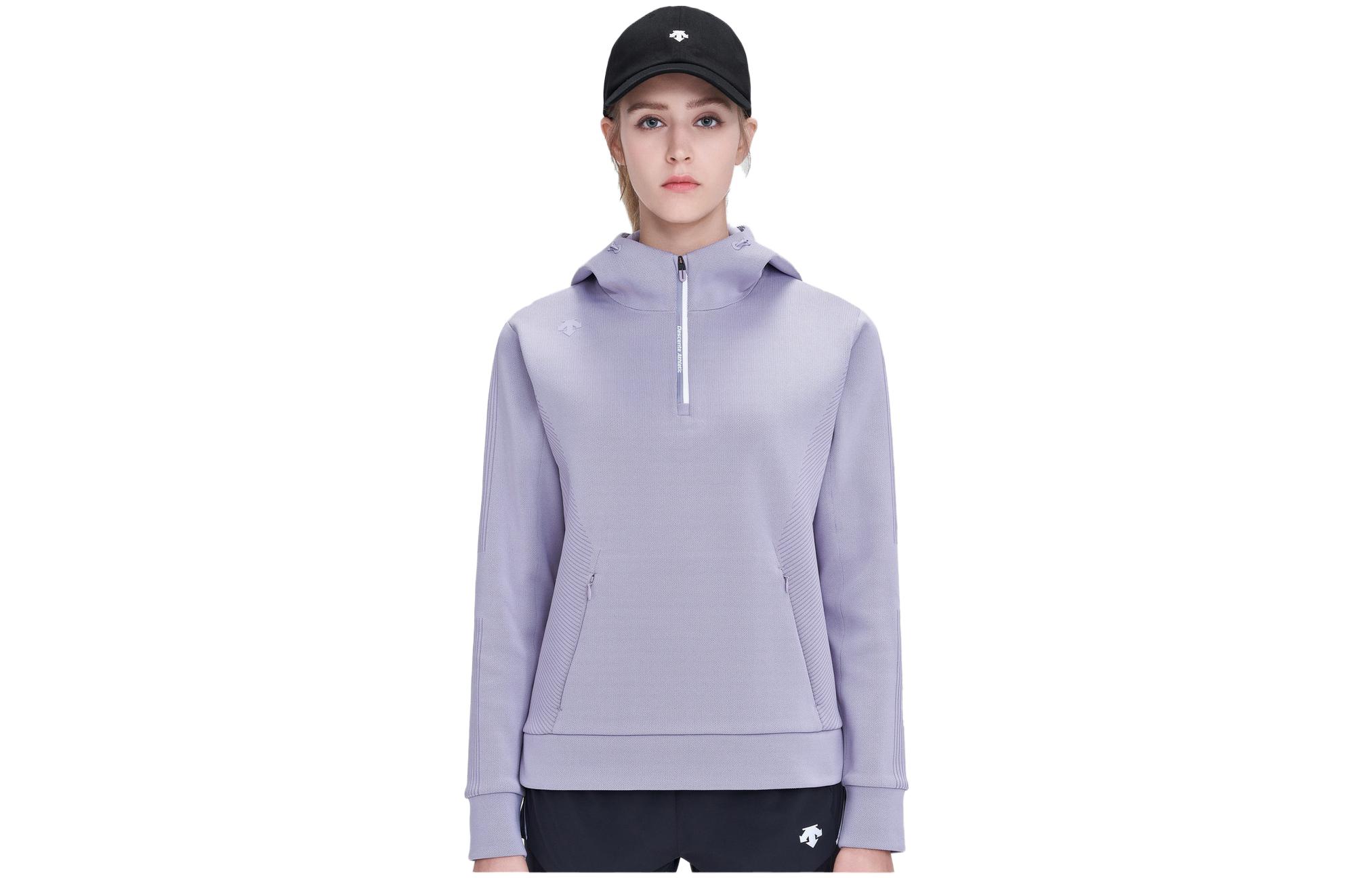 (Women) DESCENTE Running Logo Printed Drawstring Sweatshirt - Solid Color D3132THD31