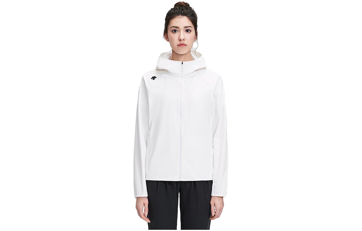 (Women) DESCENTE TRAINING White Hooded Windbreaker Jacket D2292TJK93-
