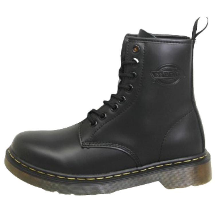 (Women) Dickies Black Leather Martin Boots with Fur Lining - 3cm Heel Stylish & Versatile DKW204S99M
