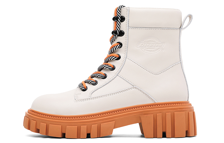 (Women) Dickies Light Gray Leather Platform Martin Boots Outdoor Casual. 233W50LXS71A Light Gray