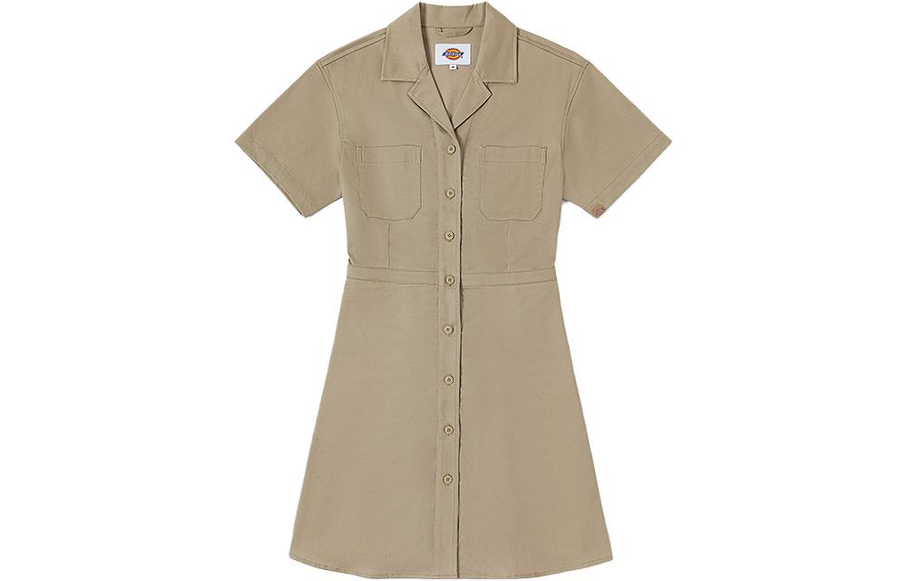 (Women) Dickies Solid Color Workwear Short Sleeve Dress Beige DK011624