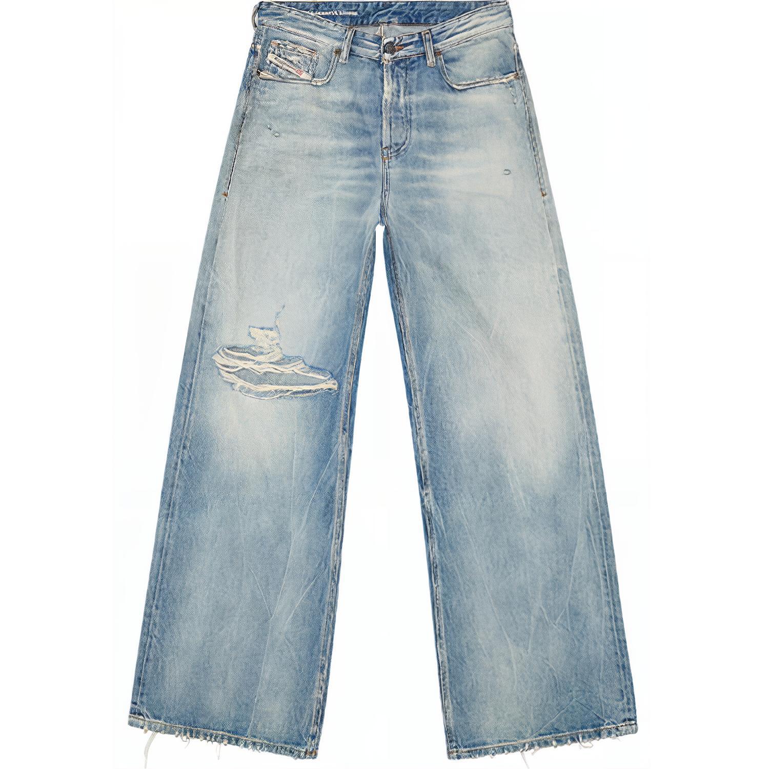 (Women) DIESEL 1996 D-Sire SS24 Distressed Loose Fit Straight Jeans Women Blue. A0692609H58-01