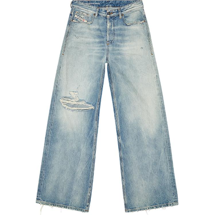 Order (W) DIESEL 1996 D-Sire SS24宽松直筒破洞牛仔裤 女款 蓝色. A0692609H58-01