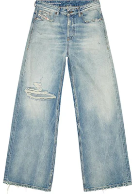 (W) DIESEL 1996 D-Sire SS24宽松直筒破洞牛仔裤 女款 蓝色. A0692609H58-01 Order (W) DIESEL 1996 D-Sire SS24宽松直筒破洞牛仔裤 女款 蓝色. A0692609H58-01