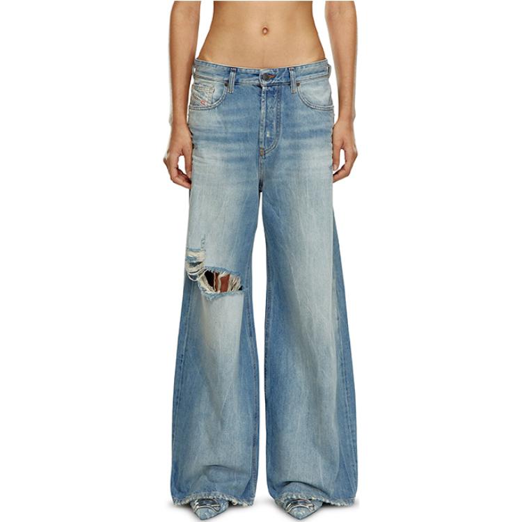 Lookbook (W) DIESEL 1996 D-Sire SS24宽松直筒破洞牛仔裤 女款 蓝色. A0692609H58-01