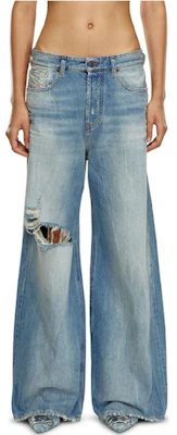 (W) DIESEL 1996 D-Sire SS24宽松直筒破洞牛仔裤 女款 蓝色. A0692609H58-01 Lookbook (W) DIESEL 1996 D-Sire SS24宽松直筒破洞牛仔裤 女款 蓝色. A0692609H58-01