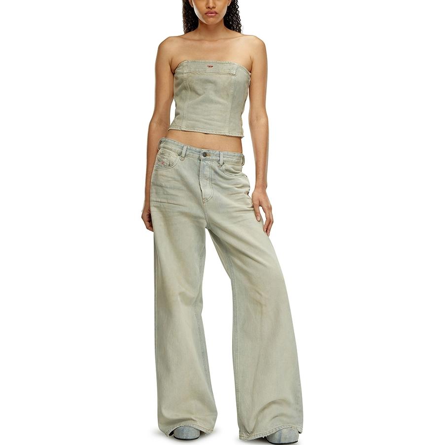 Lookbook (W) ディーゼル 1996 D-Sire SS24 ローライズ ワイドレッグ ヴィンテージ ジーンズ グレーブルー レディース A0692609H60-01