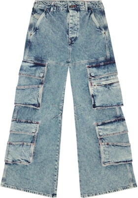 (Women) DIESEL 23FW Retro Low-Waist Wide-Leg Cargo Jeans Mid Blue A091970EMAN-01 Buy (Women) DIESEL 23FW Retro Low-Waist Wide-Leg Cargo Jeans Mid Blue A091970EMAN-01