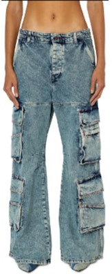 (Women) DIESEL 23FW Retro Low-Waist Wide-Leg Cargo Jeans Mid Blue A091970EMAN-01 Lookbook (Women) DIESEL 23FW Retro Low-Waist Wide-Leg Cargo Jeans Mid Blue A091970EMAN-01