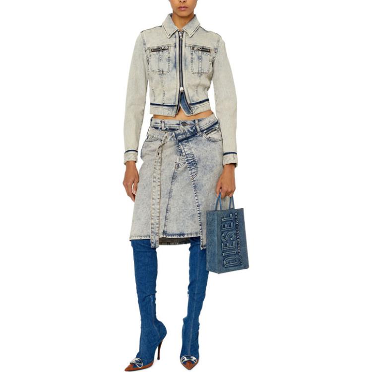 Lookbook (W) 디젤 A라인 디스트레스트 버튼 데님 스커트. A0954109F12-01