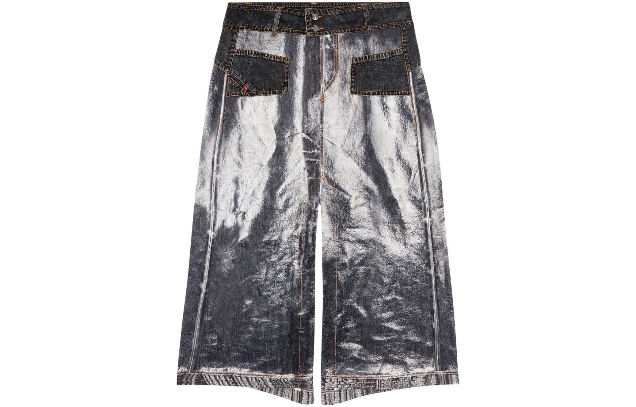 (Women) DIESEL  Abstract Print Button Denim Patchwork Maxi Skirt. A107560LHAJ-9XX