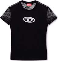 (Women) DIESEL Black Floral Lace Applique Crew Neck Short Sleeve T-Shirt A108380AFAA-9XX (Women) DIESEL Black Floral Lace Applique Crew Neck Short Sleeve T-Shirt A108380AFAA-9XX
