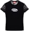 Order (Women) DIESEL Black Floral Lace Applique Crew Neck Short Sleeve T-Shirt A108380AFAA-9XX