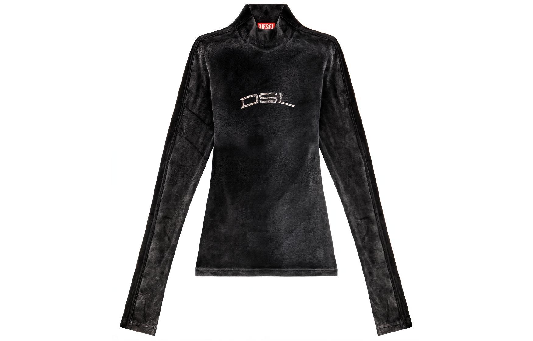 Order (Women) DIESEL  Black High-Neck Pullover Long Sleeve Tee SS24. A121400KKAL-9XX