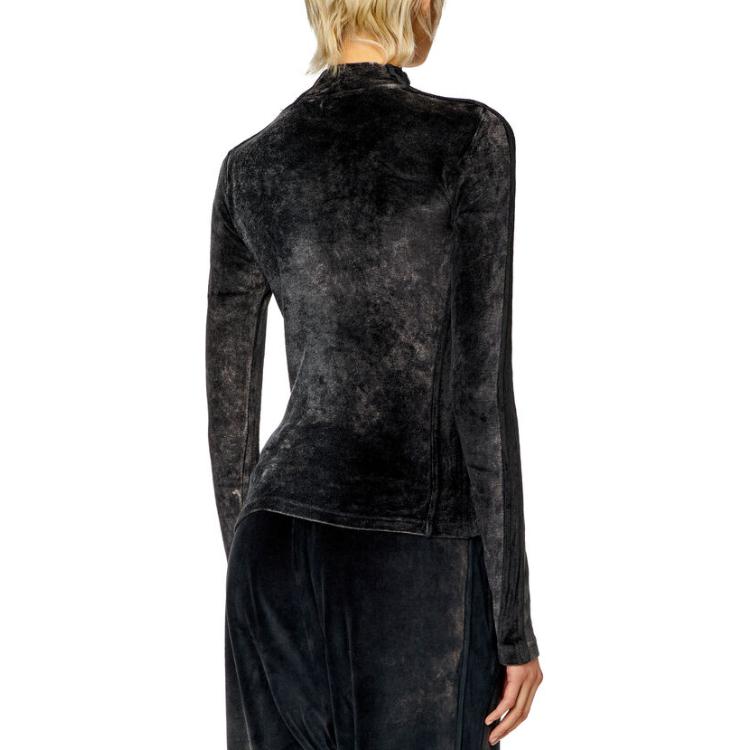 Shop (Women) DIESEL  Black High-Neck Pullover Long Sleeve Tee SS24. A121400KKAL-9XX