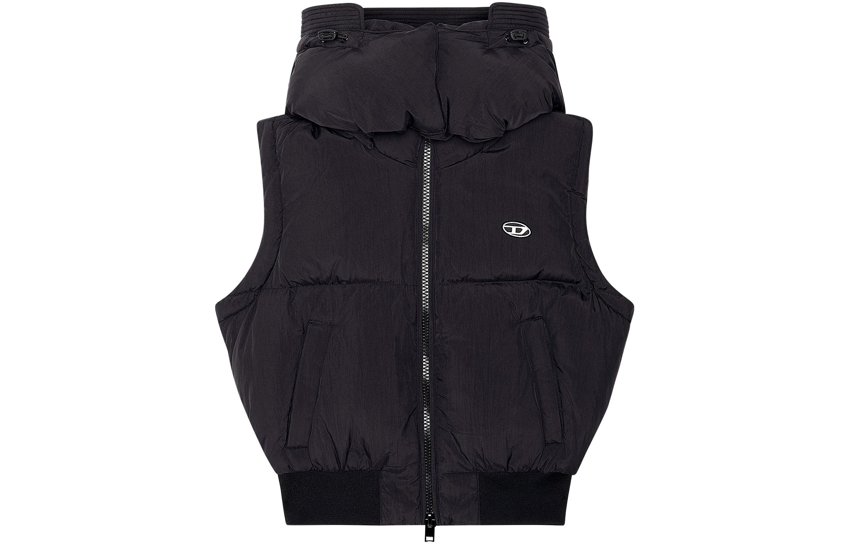 (Women) DIESEL  Black Hooded Vest with Logo. A107720AEAI-9XX