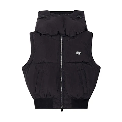 (Women) DIESEL Black Hooded Vest with Logo. A107720AEAI-9XX