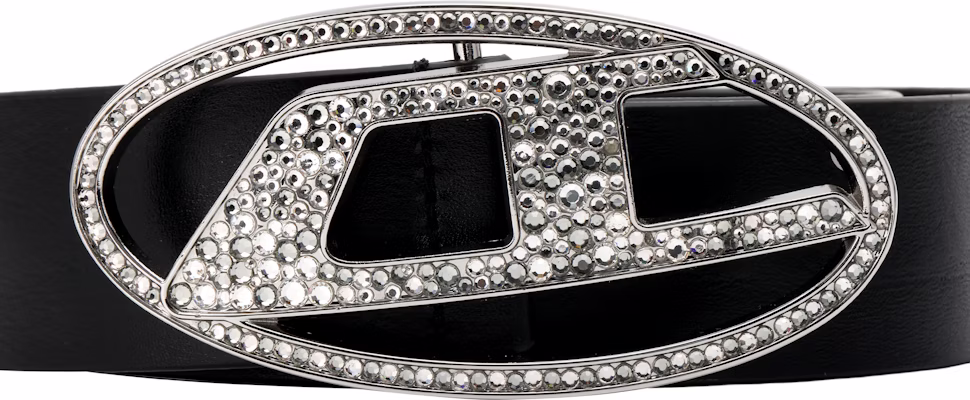 (W) 디젤 블랙 가죽 벨트, 로고 내부, 매끈한 버클, 폭 3.9cm. X09611P0503T8013 Shop (W) 디젤 블랙 가죽 벨트, 로고 내부, 매끈한 버클, 폭 3.9cm. X09611P0503T8013