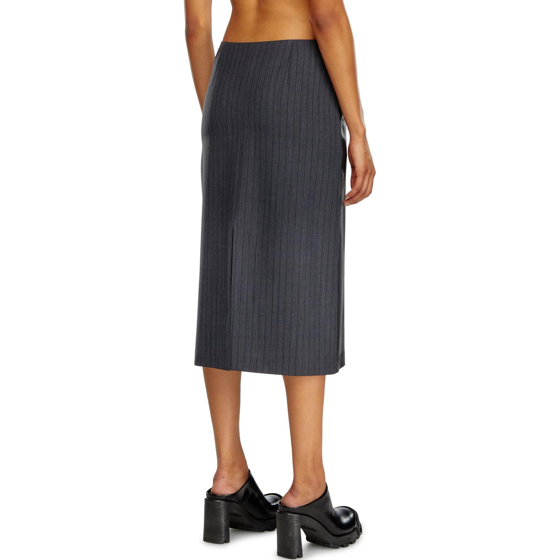 Shop (W) 디젤 블랙 광택 스트라이프 캐주얼 롱 스커트 FW24. A139880IPAA-93R