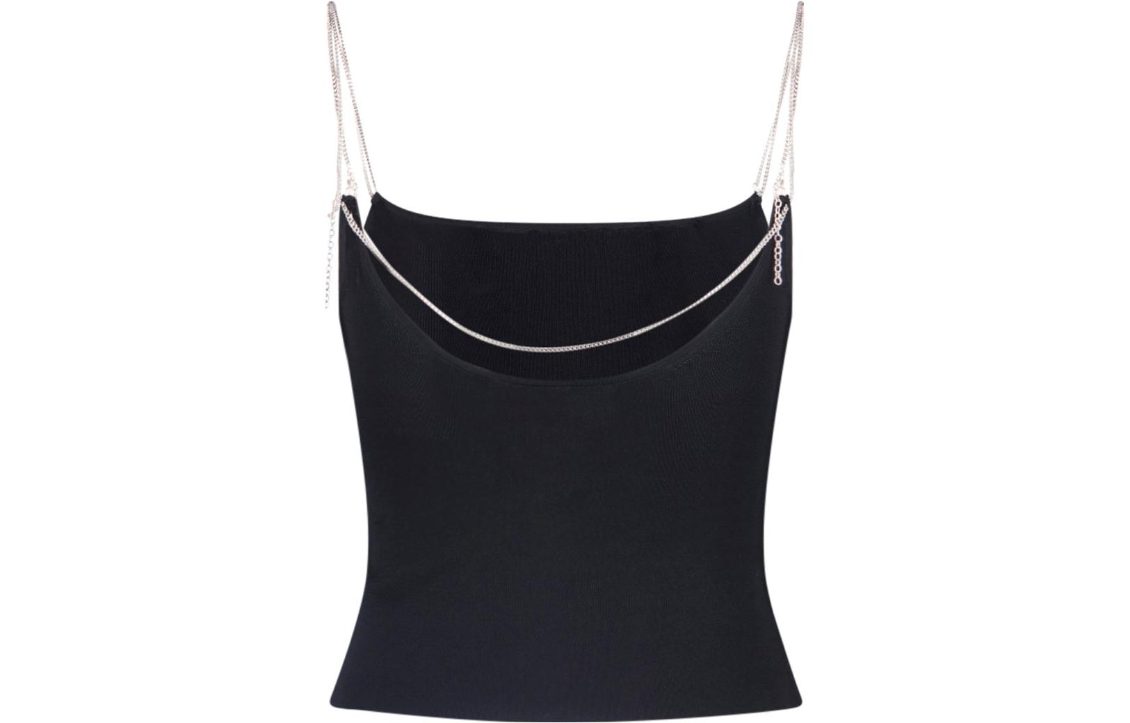 Lookbook (W) 디젤 블랙 로고 디자인 민소매 크롭 탱크탑. A123750LIAG-9XX