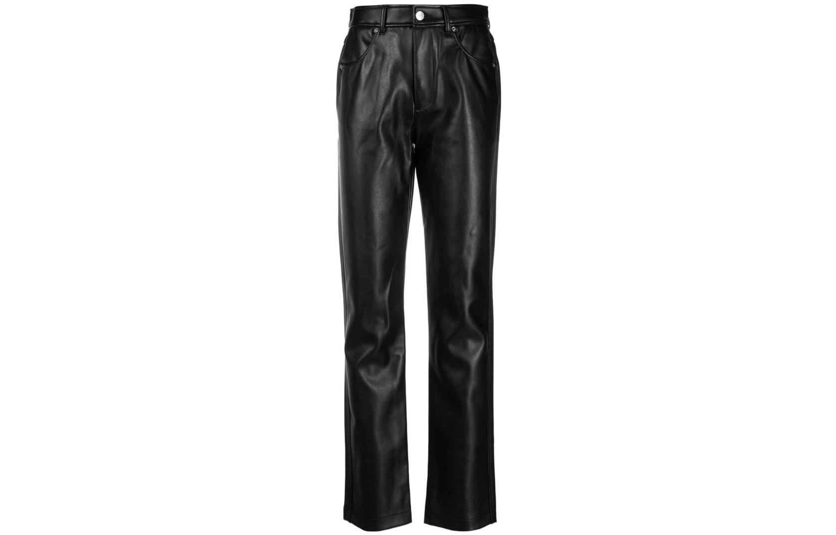 (Women) DIESEL  Black Solid Faux Leather Straight-Leg Knit Joggers A061860PDAF9XX