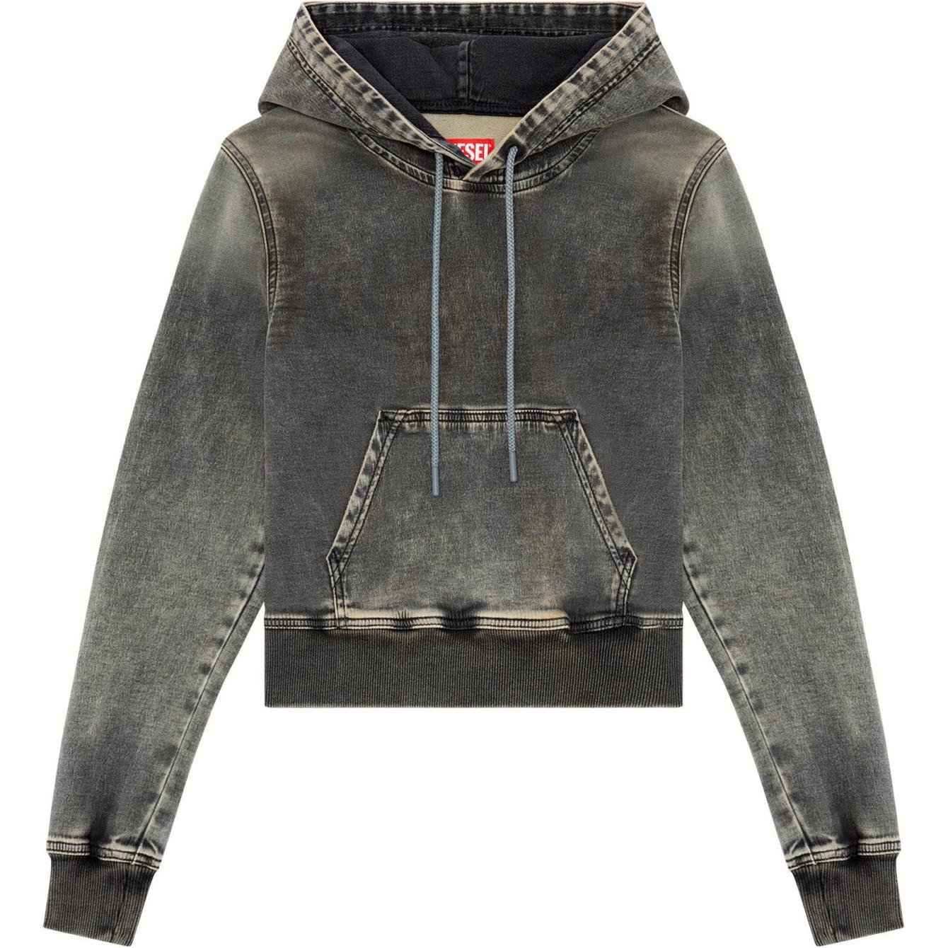 Order (Women) DIESEL  Black Washed Denim Relaxed Hoodie - Soft & Comfortable. A12574068HT-02