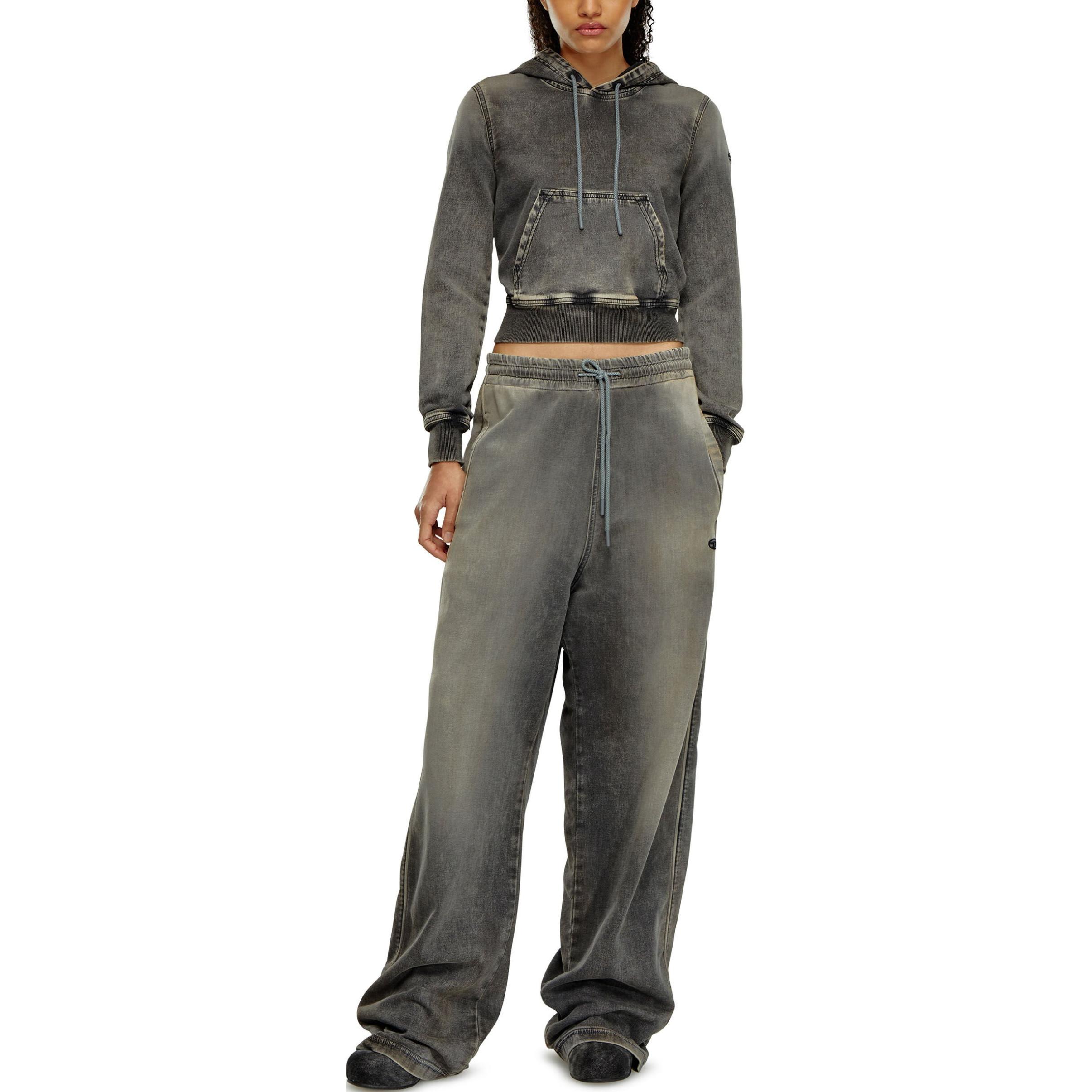 Lookbook (Women) DIESEL  Black Washed Denim Relaxed Hoodie - Soft & Comfortable. A12574068HT-02