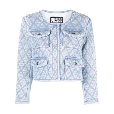 (Women) DIESEL Cropped Diamond Quilt Denim Jacket A056310ELAQ8II