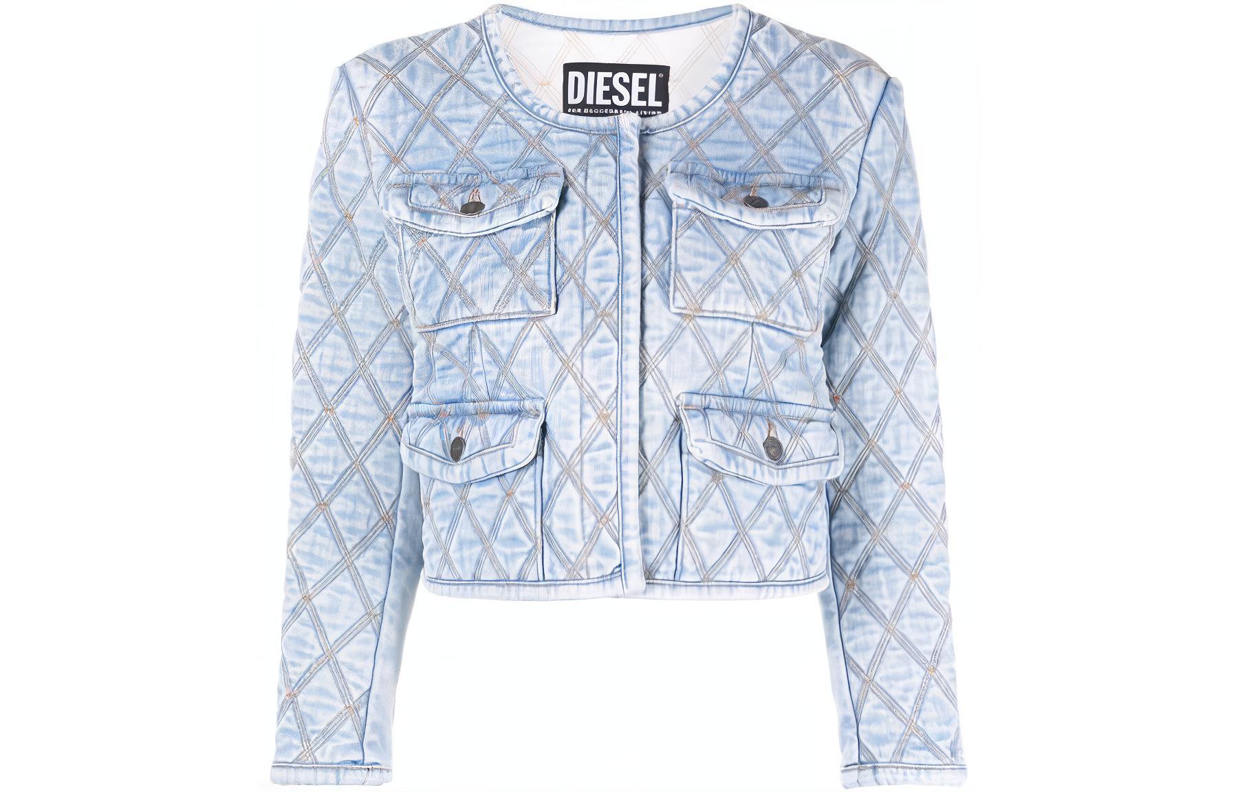 (Women) DIESEL  Cropped Diamond Quilt Denim Jacket A056310ELAQ8II 圖 2