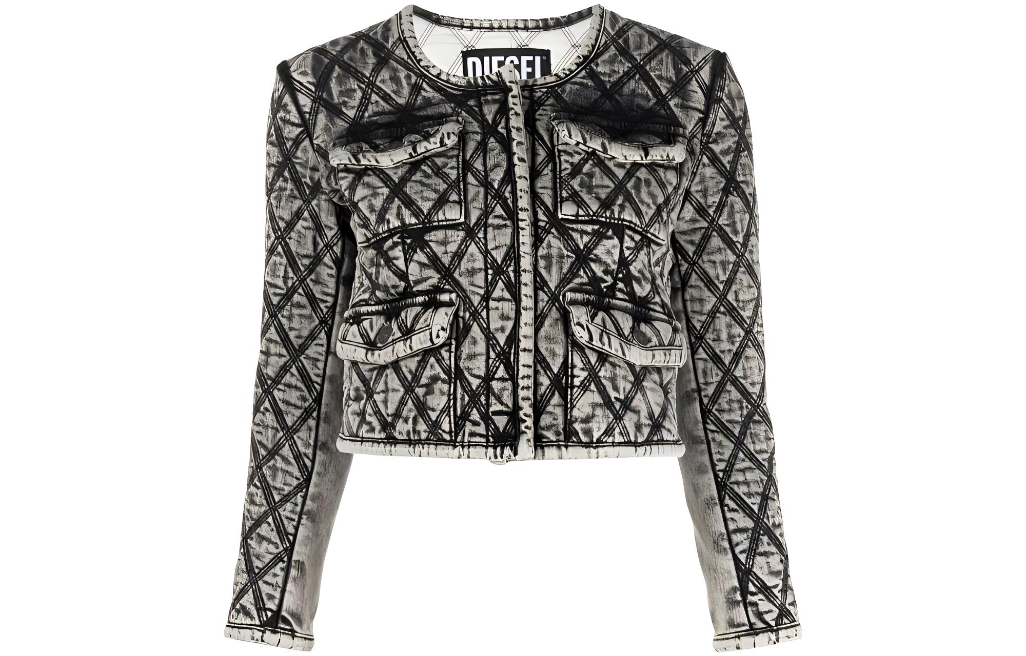 Buy (Women) DIESEL  Cropped Jacket with Contrast Stitching. A056310ELAR8AF
